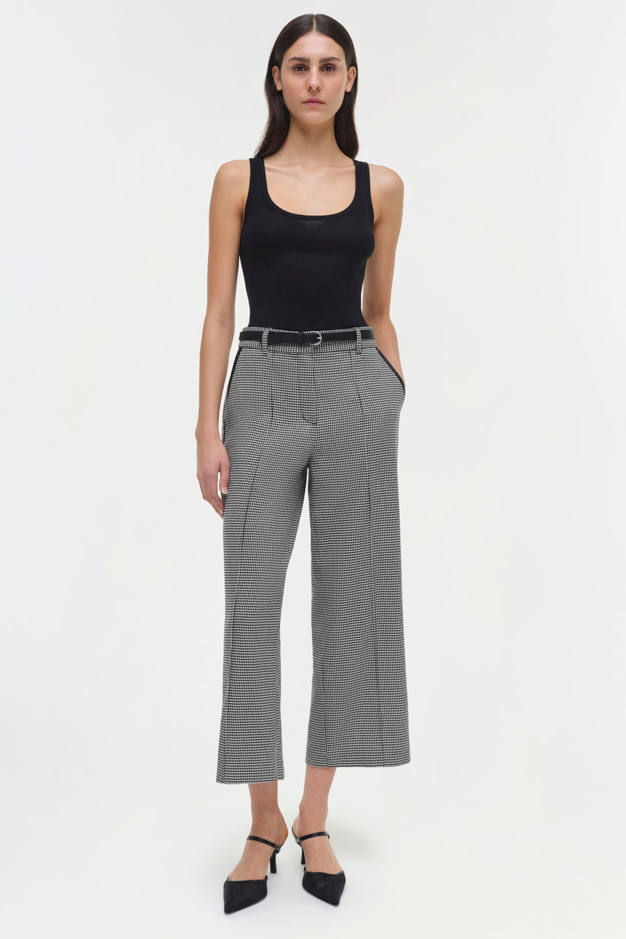 SIMKHAI Miki Cropped Button Hem Pant