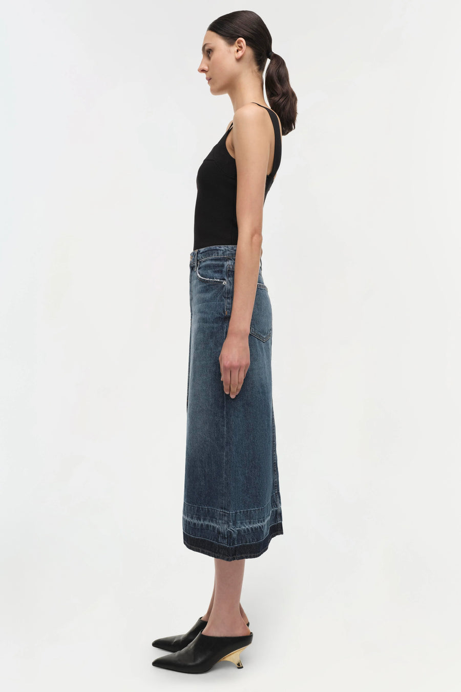 SIMKHAI Della Release Hem Midi Skirt