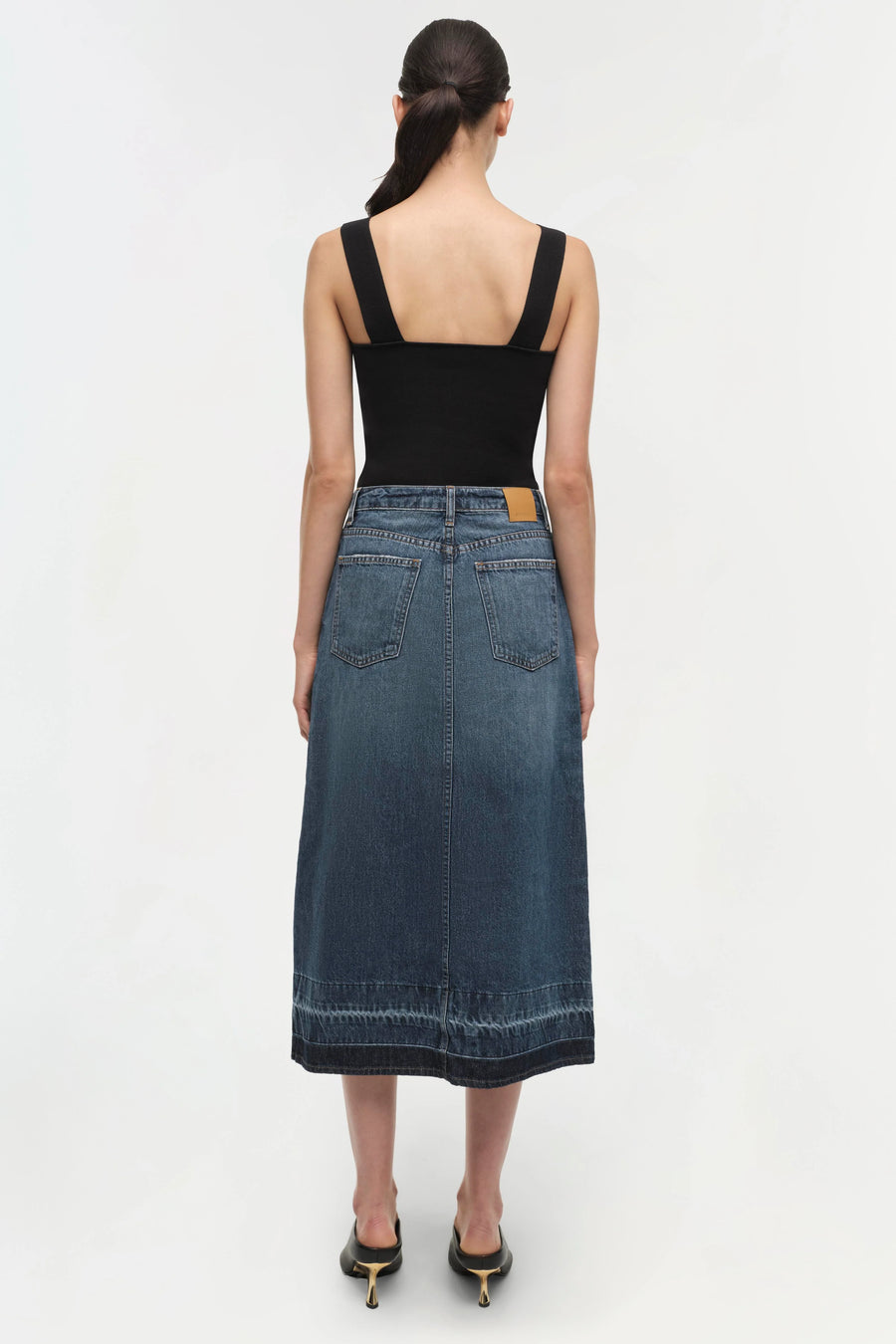 SIMKHAI Della Release Hem Midi Skirt