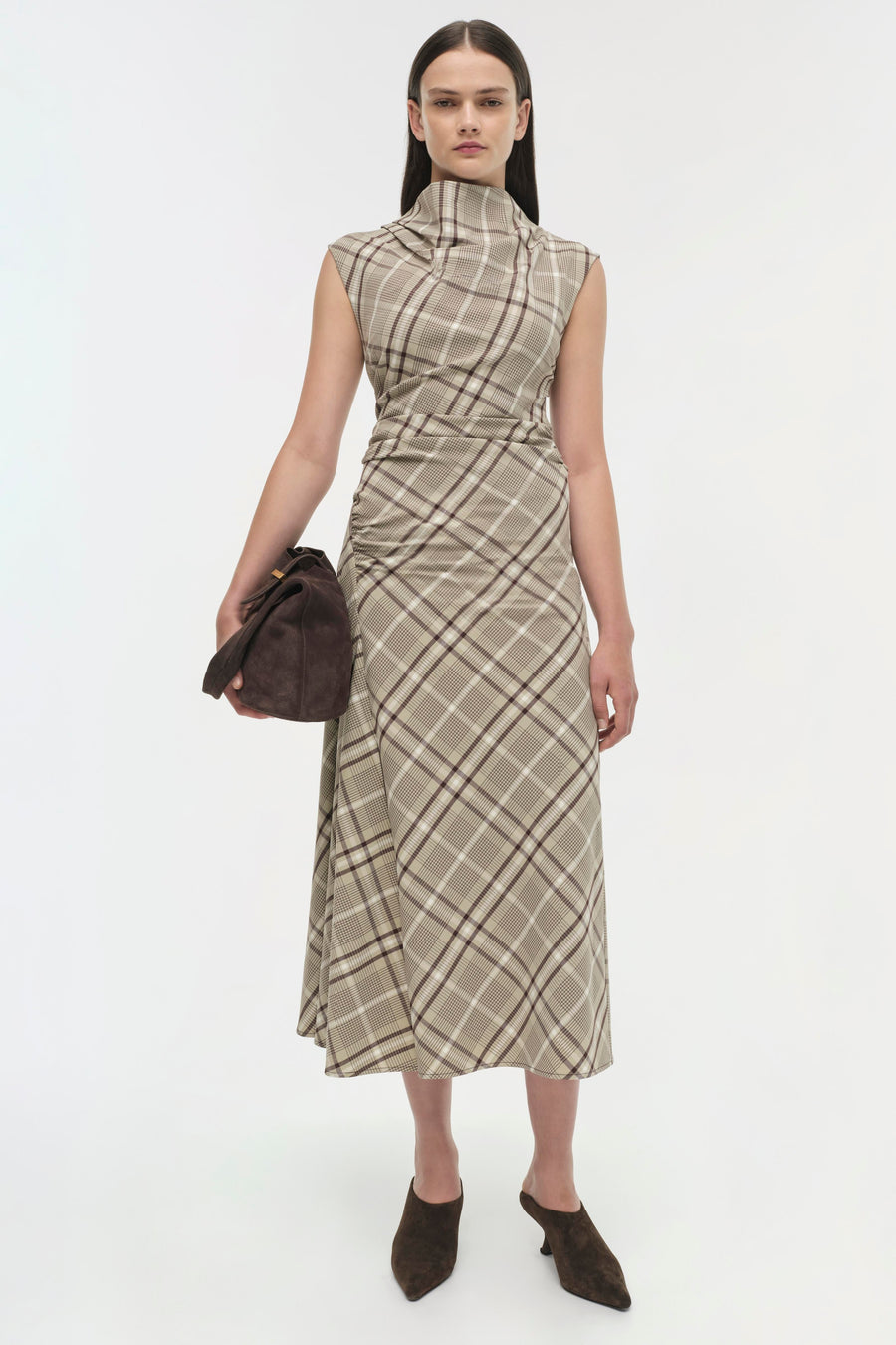 SIMKHAI Burke Sleeveless Draped Midi Dress