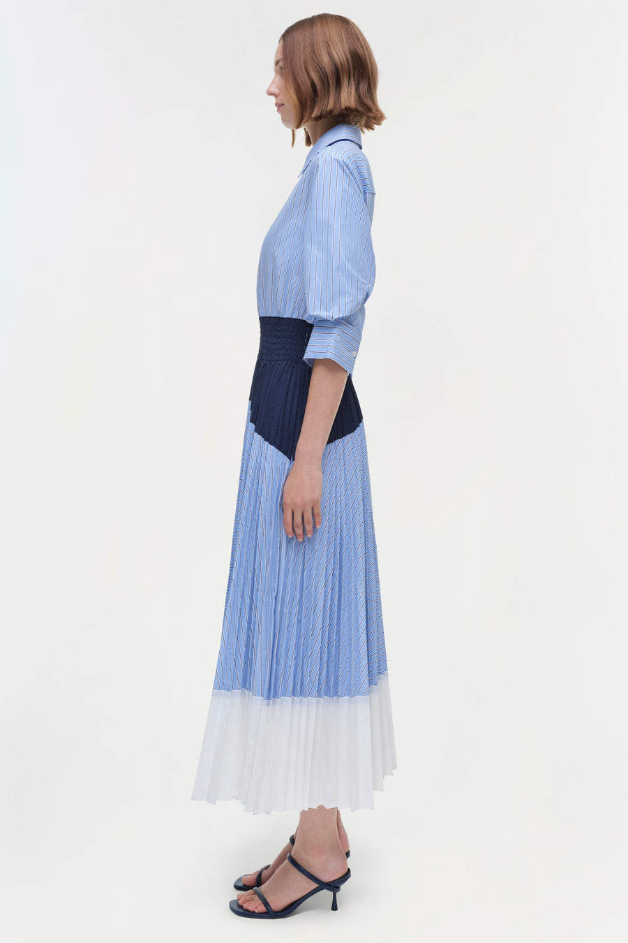 SIMKHAI Jenella Pleated Combo Midi Dress