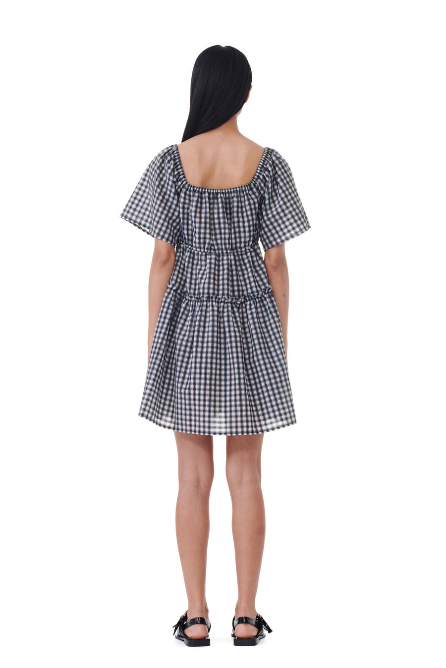 Ganni Seersucker Check Mini Layer Dress