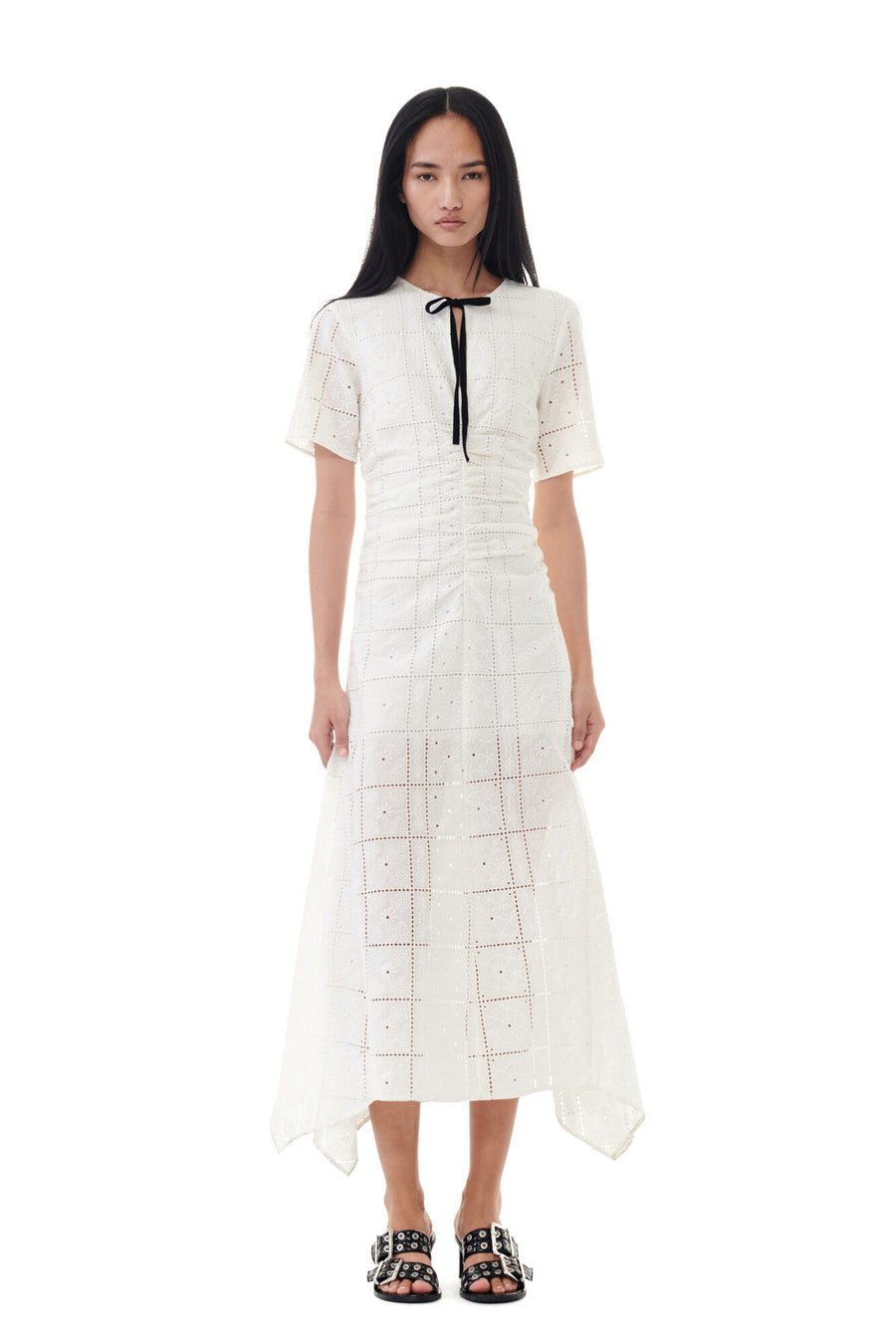 Ganni Light Broderie Anglaise Long Dress