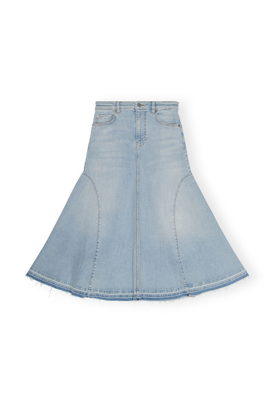 Ganni Tint Denim Midi Skirt