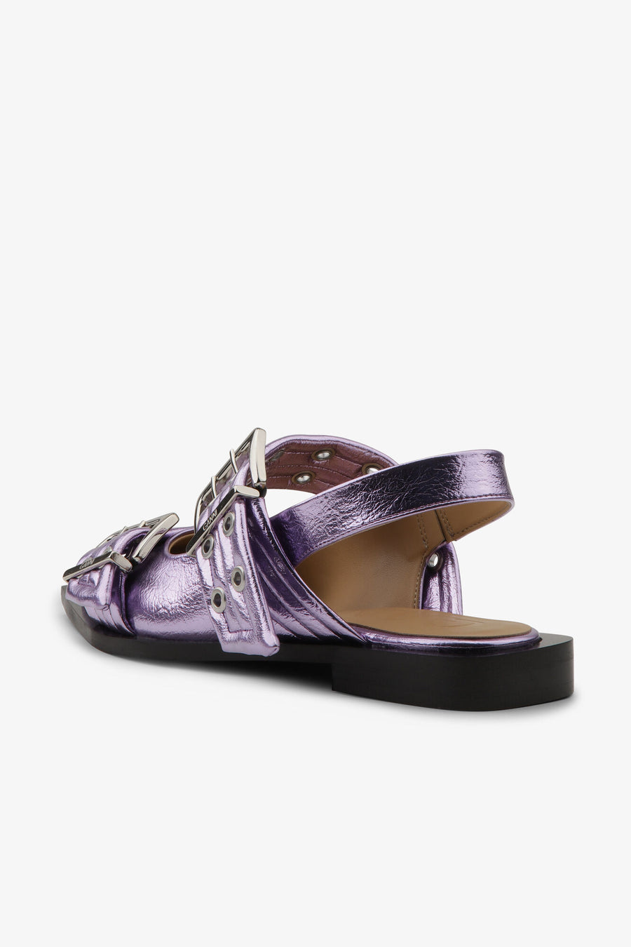 Ganni Feminine Buckle Ballerina Metallic